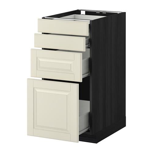 МЕТОД / ФОРВАРА Нплн шк 4 фронт/2 низк/2средн ящ - под дерево черный, Будбин белый с оттенком, 40x60 см