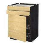 МЕТОД / ФОРВАРА Напольн шкаф/дверца/2ящ/првл крзн - 60x60 см, Тингсрид под березу, под дерево черный