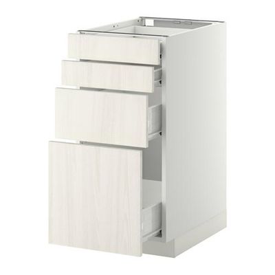 МЕТОД / ФОРВАРА Напольн шкаф 4 фронт панели/4 ящика - 40x60 см, Росдаль белый ясень, белый
