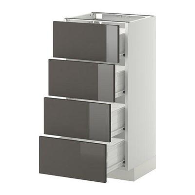 МЕТОД / ФОРВАРА Напольн шкаф 4 фронт панели/4 ящика - 40x37 см, Рингульт глянцевый серый, белый МЕТОД / ФОРВАРА Напольн шкаф 4 фронт панели/4 ящика - 40x37 см, Рингульт глянцевый серый, белый