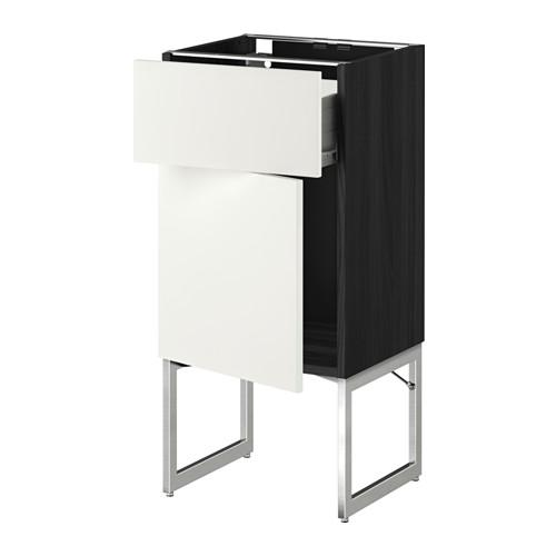 МЕТОД / ФОРВАРА Напольный шкаф с ящиком/дверью - 40x37x60 см, Хэггеби белый, под дерево черный