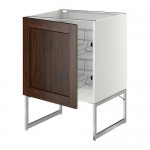 МЕТОД Напольный шкаф с проволочн ящиками - белый, Эдсерум под дерево коричневый, 60x60x60 см