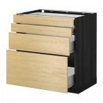 МЕТОД / ФОРВАРА Напольн шкаф 4 фронт панели/4 ящика - 80x60 см, Тингсрид под березу, под дерево черный МЕТОД / ФОРВАРА Напольн шкаф 4 фронт панели/4 ящика - 80x60 см, Тингсрид под березу, под дерево черный