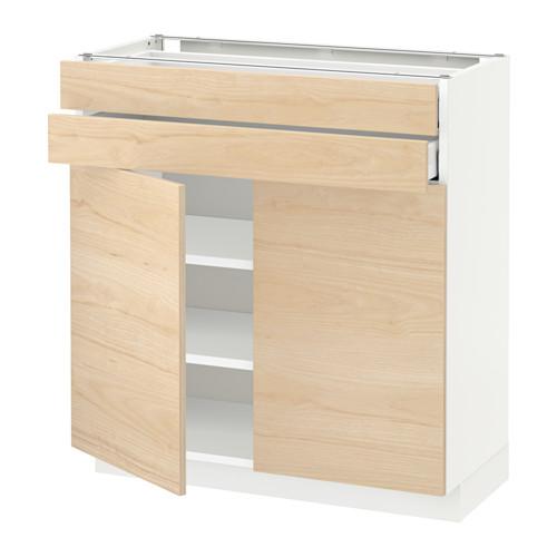 МЕТОД / МАКСИМЕРА Напольный шкаф/2дверцы/2ящика - белый, Аскерсунд под светлый ясень, 80x37 см