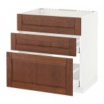 МЕТОД / МАКСИМЕРА Напольн шк п-мойку+3фрнт пнл/2ящ - белый, Филипстад коричневый, 80x60 см