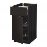 МЕТОД / ФОРВАРА Напольн шкаф с пров корз/ящ/дверью - под дерево черный, Кунгсбакка антрацит, 40x60 см МЕТОД / ФОРВАРА Напольн шкаф с пров корз/ящ/дверью - под дерево черный, Кунгсбакка антрацит, 40x60 см