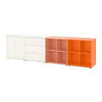 ЭКЕТ Комбинация шкафов с ножками - белый/оранжевый/светло-оранжевый