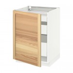 МЕТОД / МАКСИМЕРА Напольный шкаф с 1двр/3ящ - белый, Торхэмн естественный ясень, 60x60 см МЕТОД / МАКСИМЕРА Напольный шкаф с 1двр/3ящ - белый, Торхэмн естественный ясень, 60x60 см