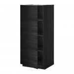 МЕТОД Высок шкаф с полками - под дерево черный, Тингсрид под дерево черный МЕТОД Высок шкаф с полками - под дерево черный, Тингсрид под дерево черный