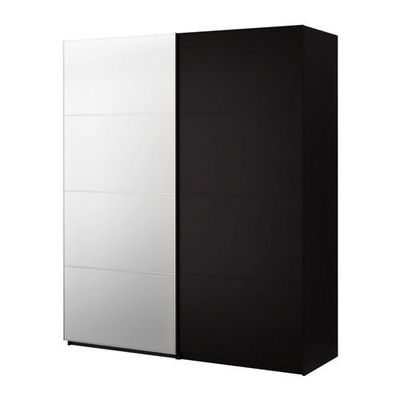 ПАКС Гардероб с раздвижными дверьми - Пакс Мальм черно-коричневый/зеркальное стекло, черно-коричневый, 200x44x236 см
