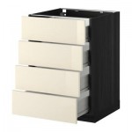МЕТОД / ФОРВАРА Напольн шкаф 4 фронт панели/4 ящика - 60x60 см, Рингульт глянцевый кремовый, под дерево черный МЕТОД / ФОРВАРА Напольн шкаф 4 фронт панели/4 ящика - 60x60 см, Рингульт глянцевый кремовый, под дерево черный