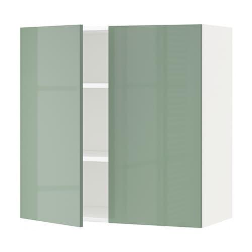 МЕТОД Навесной шкаф с полками/2дверцы - белый, Калларп глянцевый светло-зеленый, 80x80 см МЕТОД Навесной шкаф с полками/2дверцы - белый, Калларп глянцевый светло-зеленый, 80x80 см