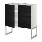 МЕТОД Напол шкаф с полками/2двери - белый, Тингсрид под дерево черный, 80x37x60 см