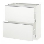 МЕТОД / МАКСИМЕРА Напольный шкаф с 2 ящиками - 80x37 см, Нодста белый/алюминий, белый