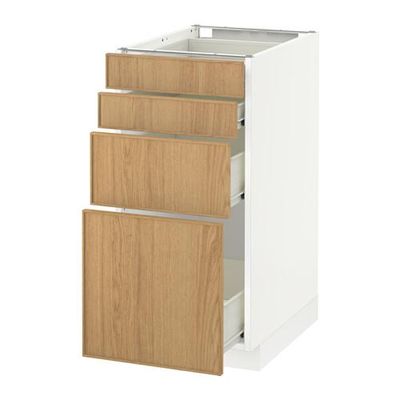 МЕТОД / ФОРВАРА Напольн шкаф 4 фронт панели/4 ящика - 40x60 см, Экестад дуб, белый МЕТОД / ФОРВАРА Напольн шкаф 4 фронт панели/4 ящика - 40x60 см, Экестад дуб, белый