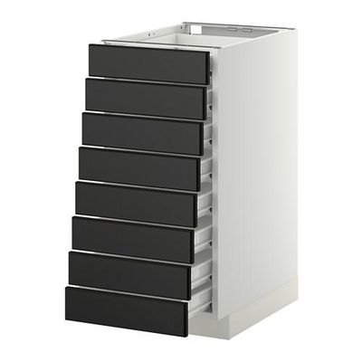 МЕТОД / ФОРВАРА Наполн шкаф 8 фронт/8 низк ящиков - 40x60 см, Лаксарби черно-коричневый, белый
