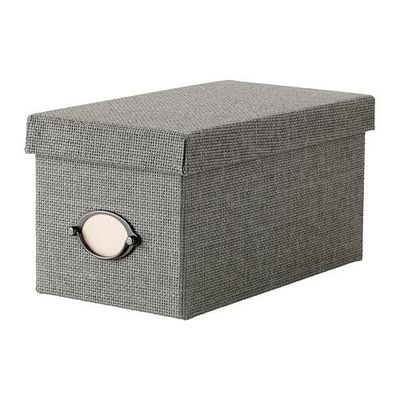 КВАРНВИК Коробка с крышкой - серый, 16x29x15 см