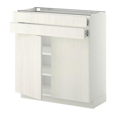 МЕТОД / ФОРВАРА Напольный шкаф/2дверцы/2ящика - Росдаль белый ясень, белый
