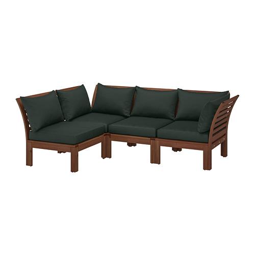 ÄPPLARÖ модульный угл 3-мест диван, садовый коричневая морилка/Холло черный ÄPPLARÖ модульный угл 3-мест диван, садовый коричневая морилка/Холло черный