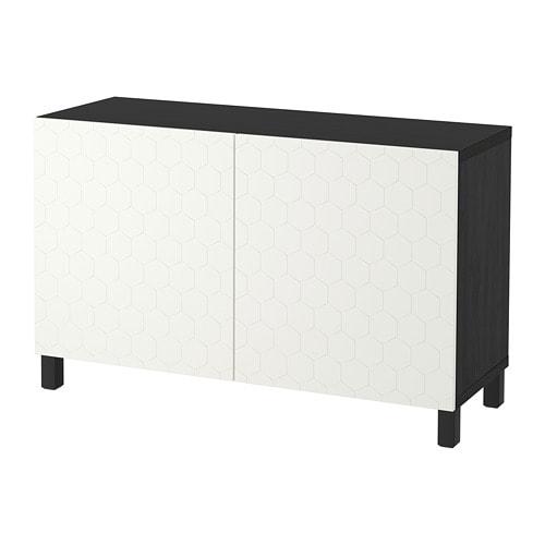 БЕСТО Комбинация для хранения с дверцами - черно-коричневый белый