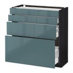 METOD/MAXIMERA напольн шкаф 4 фронт панели/4 ящика цвет алюминия
