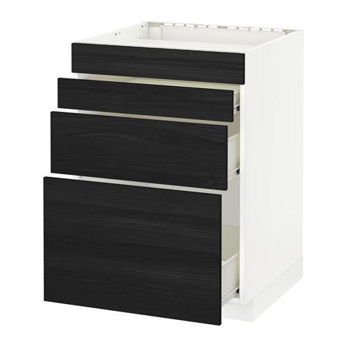 МЕТОД / ФОРВАРА Нап шкаф д/духовки/4фасада/3ящика - белый, Тингсрид под дерево черный, 60x60 см МЕТОД / ФОРВАРА Нап шкаф д/духовки/4фасада/3ящика - белый, Тингсрид под дерево черный, 60x60 см