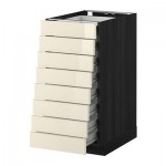 МЕТОД / ФОРВАРА Наполн шкаф 8 фронт/8 низк ящиков - 40x60 см, Рингульт глянцевый кремовый, под дерево черный МЕТОД / ФОРВАРА Наполн шкаф 8 фронт/8 низк ящиков - 40x60 см, Рингульт глянцевый кремовый, под дерево черный