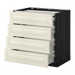 МЕТОД / МАКСИМЕРА Напольн шкаф/4фронт пнл/4ящика - под дерево черный, Будбин белый с оттенком, 80x60 см МЕТОД / МАКСИМЕРА Напольн шкаф/4фронт пнл/4ящика - под дерево черный, Будбин белый с оттенком, 80x60 см