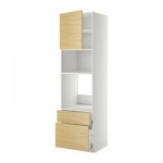 МЕТОД / МАКСИМЕРА Высок шкаф д/духовки/СВЧ/дверца/2ящ - 60x60x220 см, Тингсрид под березу, белый