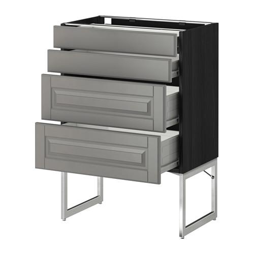 МЕТОД / ФОРВАРА Нплн шк 4 фронт/2 низк/2средн ящ - 60x37x60 см, Будбин серый, под дерево черный МЕТОД / ФОРВАРА Нплн шк 4 фронт/2 низк/2средн ящ - 60x37x60 см, Будбин серый, под дерево черный