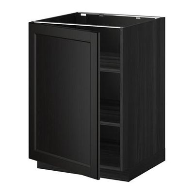 МЕТОД Напольный шкаф с полками - 60x60 см, Лаксарби черно-коричневый, под дерево черный