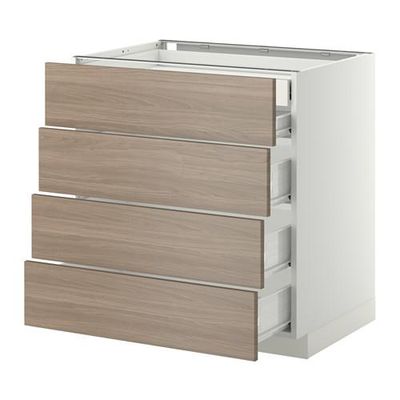 МЕТОД / ФОРВАРА Нплн шк 4фрнт/2нзк/3срд ящ - 80x60 см, Брокхульт под грецкий орех светло-серый, белый