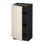 МЕТОД Напольный шкаф с полками - под дерево черный, Воксторп глянцевый светло-бежевый, 40x37 см МЕТОД Напольный шкаф с полками - под дерево черный, Воксторп глянцевый светло-бежевый, 40x37 см