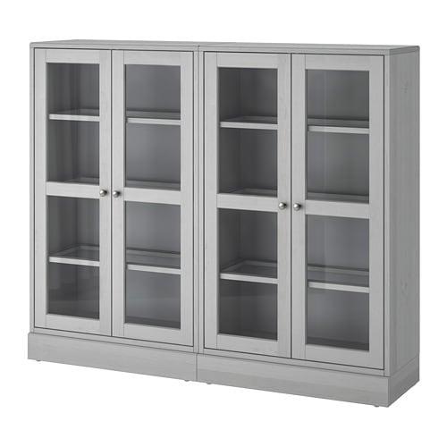 ХАВСТА Комбинация д/хранения+стекл дверц - серый