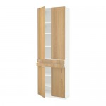 МЕТОД / МАКСИМЕРА Высокий шкаф+полки/2 ящика/4 дверцы - белый, Экестад дуб МЕТОД / МАКСИМЕРА Высокий шкаф+полки/2 ящика/4 дверцы - белый, Экестад дуб