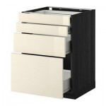МЕТОД / ФОРВАРА Напольн шкаф 4 фронт панели/4 ящика - 60x60 см, Рингульт глянцевый кремовый, под дерево черный МЕТОД / ФОРВАРА Напольн шкаф 4 фронт панели/4 ящика - 60x60 см, Рингульт глянцевый кремовый, под дерево черный