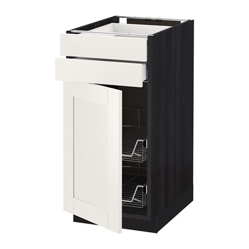 МЕТОД / МАКСИМЕРА Напольн шкаф/дверца/2ящ/првл крзн - под дерево черный, Сэведаль белый, 40x60 см