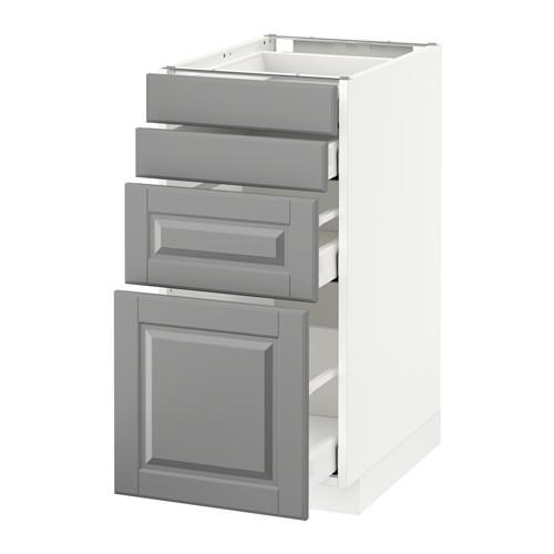 МЕТОД / МАКСИМЕРА Напольн шкаф 4 фронт панели/4 ящика - белый, Будбин серый, 40x60 см