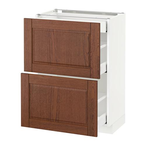 МЕТОД / МАКСИМЕРА Напольный шкаф/2фасада/3ящика - белый, Филипстад коричневый, 60x37 см МЕТОД / МАКСИМЕРА Напольный шкаф/2фасада/3ящика - белый, Филипстад коричневый, 60x37 см