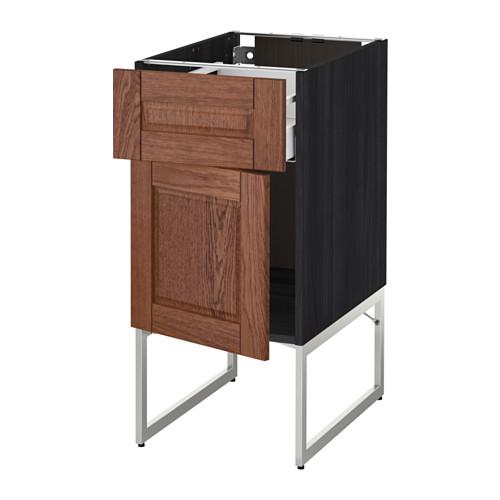 МЕТОД / МАКСИМЕРА Напольный шкаф с ящиком/дверью - под дерево черный, Филипстад коричневый, 40x60x60 см