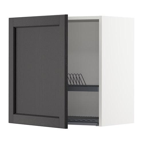 МЕТОД Шкаф навесной с сушкой - белый, Лерх черная морилка, 60x60 см МЕТОД Шкаф навесной с сушкой - белый, Лерх черная морилка, 60x60 см