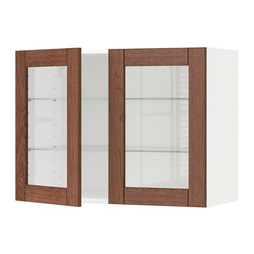 МЕТОД Навесной шкаф с полками/2 стекл дв - белый, Филипстад коричневый, 80x60 см МЕТОД Навесной шкаф с полками/2 стекл дв - белый, Филипстад коричневый, 80x60 см