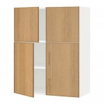 МЕТОД Навесной шкаф с полками/4дверцы - белый, Экестад дуб МЕТОД Навесной шкаф с полками/4дверцы - белый, Экестад дуб