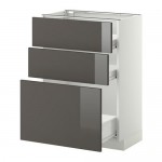 МЕТОД / ФОРВАРА Напольн шкаф 3фрнт пнл/2низк/1ср ящ - белый, Рингульт глянцевый серый, 60x37 см МЕТОД / ФОРВАРА Напольн шкаф 3фрнт пнл/2низк/1ср ящ - белый, Рингульт глянцевый серый, 60x37 см