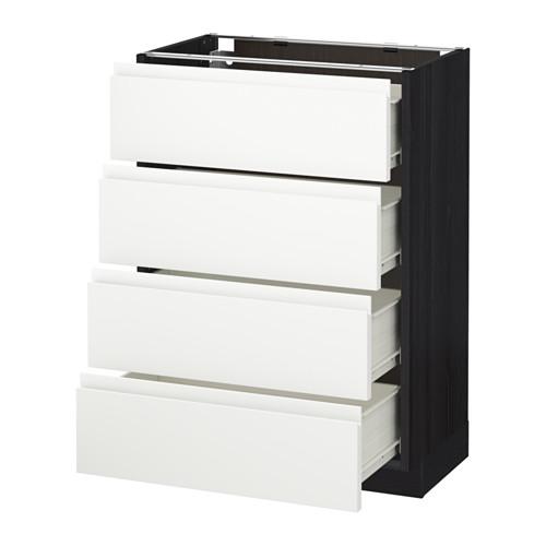 МЕТОД / ФОРВАРА Напольн шкаф 4 фронт панели/4 ящика - под дерево черный, Воксторп белый, 60x37 см МЕТОД / ФОРВАРА Напольн шкаф 4 фронт панели/4 ящика - под дерево черный, Воксторп белый, 60x37 см