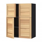 МЕТОД Навесной шкаф с полками/4дверцы - под дерево черный, Торхэмн естественный ясень МЕТОД Навесной шкаф с полками/4дверцы - под дерево черный, Торхэмн естественный ясень