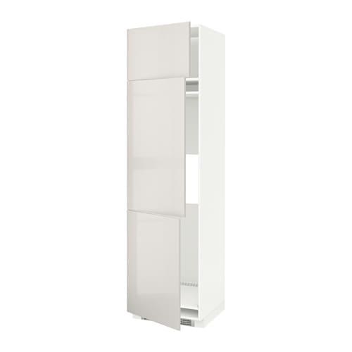 МЕТОД Выс шкаф для хол/мороз с 3 дверями - белый, Рингульт глянцевый светло-серый, 60x60x220 см