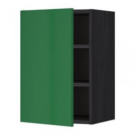 МЕТОД Шкаф навесной с полкой - 40x60 см, Флэди зеленый, под дерево черный