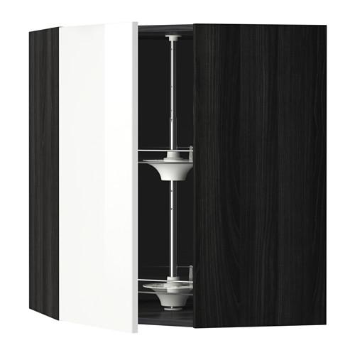 METOD угл нвсн шкф с вращающ секц черный/Рингульт белый 68x80 см