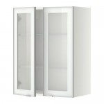 МЕТОД Навесной шкаф с полками/2 стекл дв - белый, Ютис матовое стекло/алюминий, 60x80 см МЕТОД Навесной шкаф с полками/2 стекл дв - белый, Ютис матовое стекло/алюминий, 60x80 см